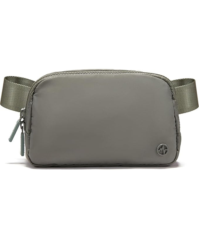 Pander Two Way Zipper Fanny Pack Nylon Everywhere Belt Bag for Women, Water Repellent Waist Packs, Crossbody Bags with Adjustable Strap (Grey Sage).