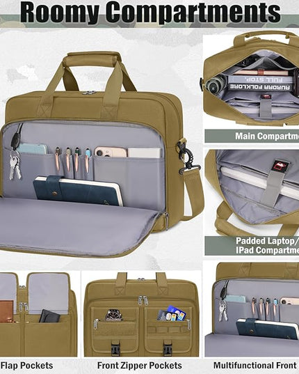 RAINSMORE Tactical Laptop Bag 15.6/17.3 Inch Laptop Briefcase Men Business Computer Bag Military Messenger Bag Work Office