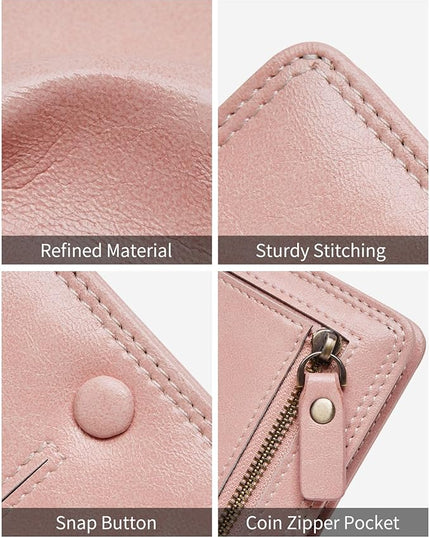 TFKGS Slim Wallet for Women rfid wallet women Small wallets woman Thin Credit Card Holder for womens wallet Vegan Leather Bifold Compact Pocket Ladies Mini Purse Blocking Pink