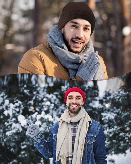 Zhanmai 12 Pack Small Winter Beanie Hats Bulk Warm Knitted Cuffed Skull Cap for Men Women