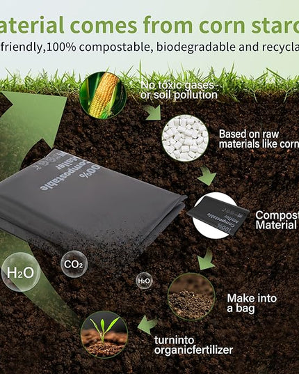 Compostable 10x15 inch Shipping Bags with Self Seal Waterproof Shipping Mailers with Eco Friendly Packaging Envelopes Supplies Mailing Bags BPI Certified Black, 50 Counts