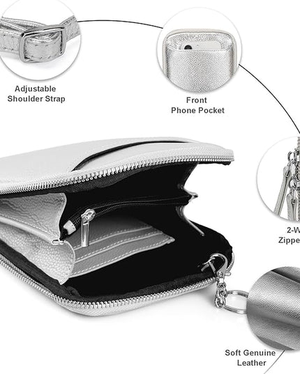 befen Genuine Leather Crossbody Cell Phone Purse for Women, Small Zip Around RFID Blocking Crossbody Wallet Bags
