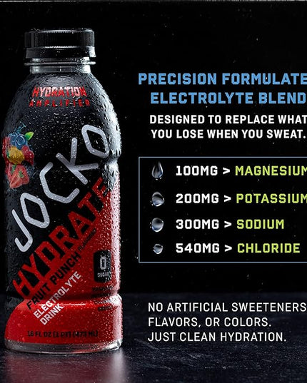 Jocko Fuel Hydrate Electrolyte Drinks - Sports Drink Hydration Amplifier, Thirst Quencher - Scientifically Formulated Electrolyte Blend Blue Raspberry 16 Oz (12 Pack)