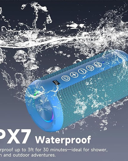 Ortizan Portable Bluetooth Speakers, IPX7 Waterproof Wireless Outdoor Speaker with 24W Loud Stereo Sound And Bluetooth 5.3, Deep Bass, RGB Lights, Dual Pairing, 30H Playtime for Home, Party
