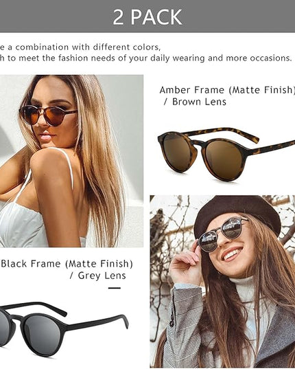 SUNGAIT Classic Vintage Round Polarized Sunglasses for Women Men Retro Style UV400