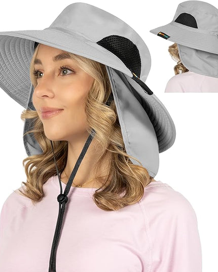 SUN CUBE Wide Brim Sun Hat Men Women, Fishing Hats Sun UV Protection, Mens Hiking Bucket Hat Safari Beach Boonie, UPF 50+