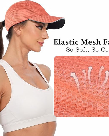 GADIEMKENSD Women's Race Day Running Cap Performance Mesh Hat - Excellent Ventilation, Lightweight, Reflective Safety