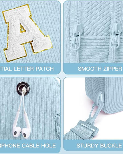 Viverte Small Corduroy Sling Bag Initial Crossbody Bag Fanny Pack for Girls Personalized Birthday Gifts for Teen Girls Gifts