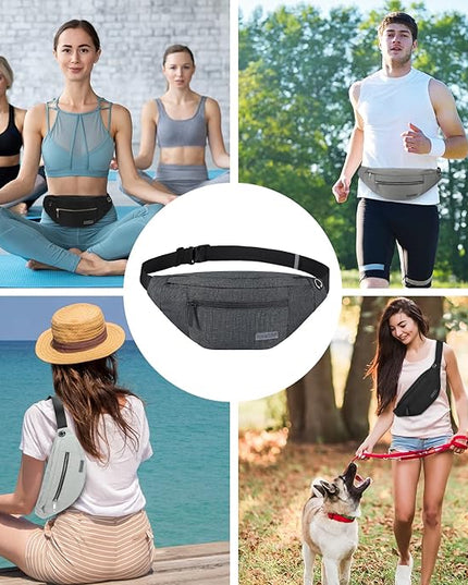 MAXTOP Large Crossbody Fanny Pack with 4-Zipper Pockets,Gifts for Enjoy Sports Festival Workout Traveling Running Casual Hands-Free Wallets Waist Pack Phone Bag Carrying All Phones