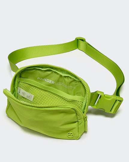 Pander Two Way Zipper Fanny Pack Nylon Everywhere Belt Bag for Women, Water Repellent Waist Packs, Crossbody Bags with Adjustable Strap(Grape Green).