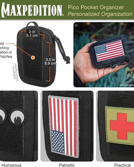 MAXPEDITION Pico Pocket Organizer, Ultra Compact EDC Gear Pouch, Tactical Utility Pouch for Everyday Carry, Tools, Gadgets, Outdoor First-Aid Kit, Survival