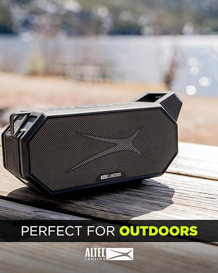 Altec Lansing Portable Bluetooth Speaker HYDRABOOM 2.0, 32W Output Power, 16Hr Playtime, Party Sync, Qi Wireless Charging, Everything-Proof, Voice Assistant Compatible - Black