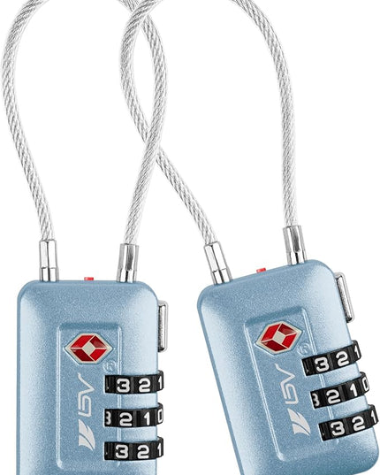 TSA Accepted Luggage Travel Lock, Set-Your-Own Combination Lock for School Gym Locker, Luggage Suitcase Baggage Locks, Filing Cabinets, Toolbox, Case Arctic Blue, 2 Pack (Limited Edition)