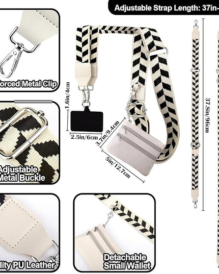 XANGNIER Clip and Go Strap for Phone with Wallet Crossbody, Phone Strap with Zippered Wallet, Adjustable Anti Theft Cellphone Lanyard for Women, Cellphone Chain Accessories,Multicolor 4