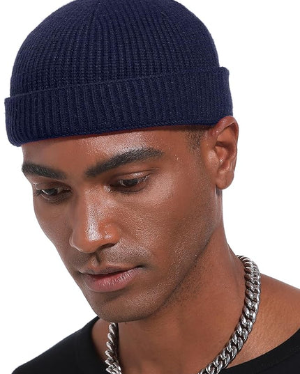 vidsel Thin Wool Fisherman Beanie Hat for Men Women Fall Winter,Short Knit Cuffed Fashion Trawler Skull Cap,Watch Cap