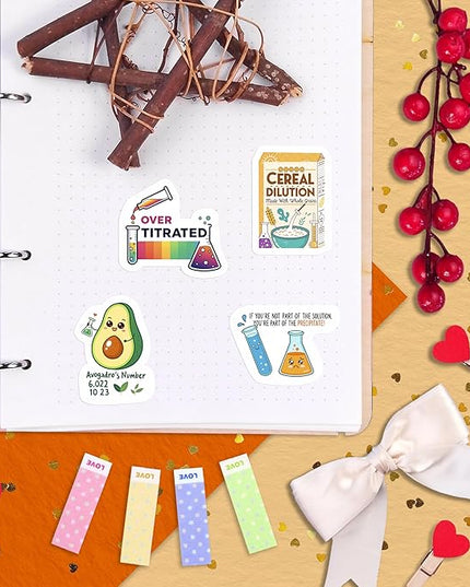 100Pcs Chemistry Stickers for Laptop, for Water Bottle - Funny Chemistry Gifts - Science Party Supplies & Decorations - Gift for Women & Men