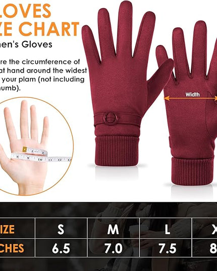 Cold Weather Womens Gloves, Winter Gloves for Women Thermal Warm Fleece Lined, Touchscreen Gloves for Christmas Gifts