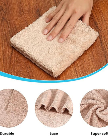 12 Pack Cleaning Cloth,Ultra Soft Absorbent Quick Drying Microfiber Cleaning Rags,No Scratches,Reusable,Washable,Lint Free Cleaning Towels for Kitchen,Window,Glass,car,11.8"×11.8"(Camel)
