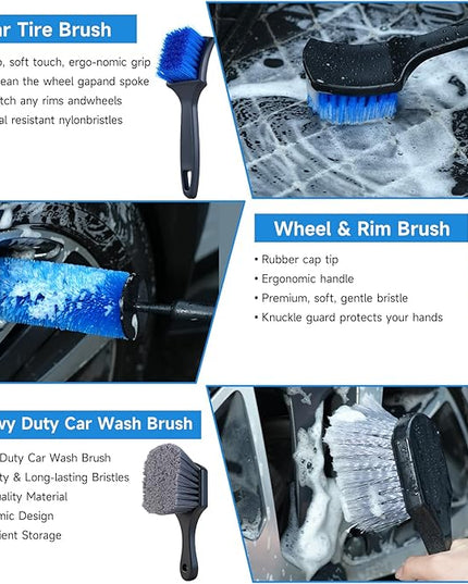 36Pcs Car Detailing Kit, Car Detailing Brush Set, Car Cleaning Kit, Auto Detailing Tools for Interior Exterior Wheels, Professional Car Wash Accessories with Windshield Cleaning Tool and Storage Box