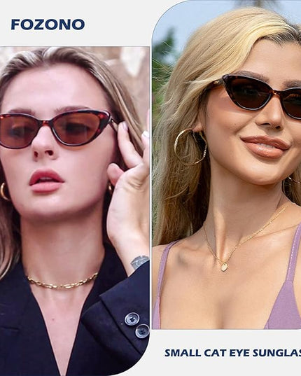 Retro Vintage Narrow Cat Eye Sunglasses for Women 90s Small Chic Style Trendy Sunnies UV400 Protection FZN7514