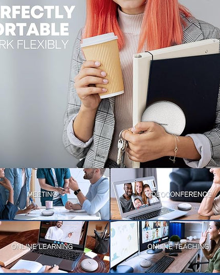 Bluetooth Conference Speakerphone M4 Conference Microphone with AI Noise Reduction AI Transcription Full-Duplex 360° Omnidirectional Voice Pickup USB Speaker for Teams Zoom Home Office, Gray