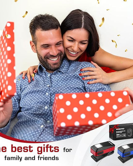 WORKPRO 2PCS EDC Flashlight Clip-on Light, 500 Lumens Rechargeable Flashlight with Type-C, Magnetic Pocket Light for Working, Cycling, Signaling, Running, Camping