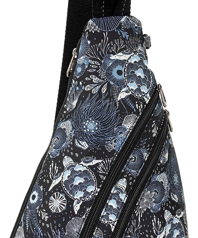 Sakroots On The Go Sling Bag for Women in Eco-Twill, Large Convertible Crossbody Backpack With Main Zipper Closer, Made From Recycled Materials - Midnight Seascape