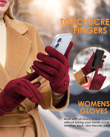 Cold Weather Womens Gloves, Winter Gloves for Women Thermal Warm Fleece Lined, Touchscreen Gloves for Christmas Gifts