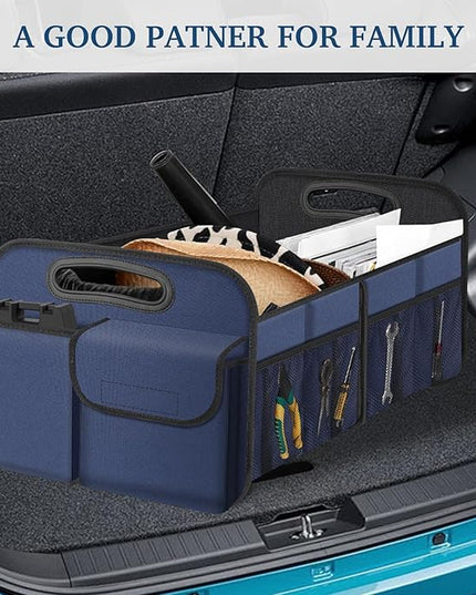 Femuar Car Trunk Organizer, Collapsible, Waterproof, Non-Slip, Blue, 52L, 5 Compartments, Rectangular, Portable, Practical/Functional