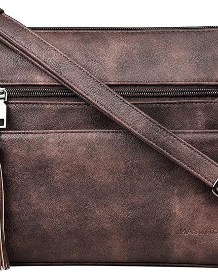 MASINTOR Crossbody Bags for Women, Lightweight Medium Crossbody Purse, Soft Leather Women's Shoulder Handbags with Tassel