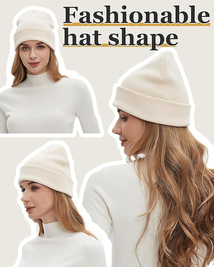 100% Cotton Beanies for Men Women Cotton Hats Soft Warm Unisex Cuffed Plain Skull Hat Autumn Winter Slouchy Knitted Cap