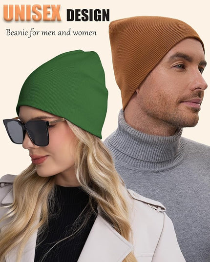 choshion 100% Cotton Beanie Hat, Cuffless Beanies Warm Knit Winter Skull Cap, Unisex Soft Fisherman Hats for Women Men