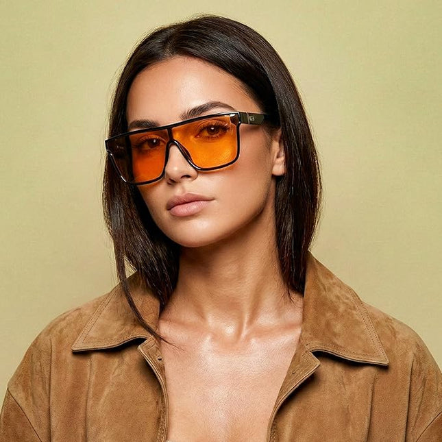 FEISEDY Sunglasses for Women Men, Fashion Mirrored Single Lens, Driving Beach Sunnies UV400 Shades B2996