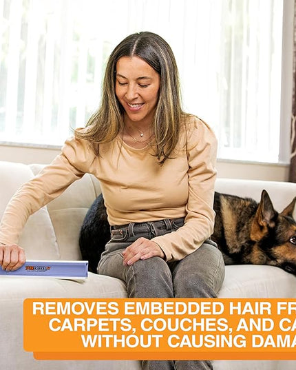 FurDozer Pet Hair Remover & Auto Detailing Tools - Cat & Dog Hair Remover for Carpets, Car Interiors, Couches, Bedding, & Pet Furniture (Purple, X3 MEGA - 10" Long)