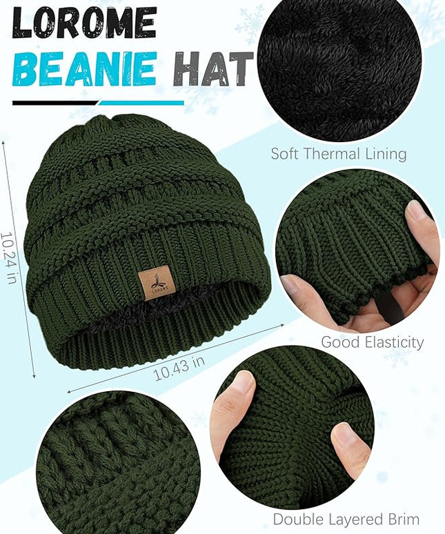 Winter Beanie Hat Scarf Gloves, Warm Fleece Knit Hats Touch Screen Gloves Neck Scarf Set Winter Gifts for Unisex Adult