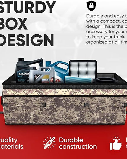FORTEM Trunk Organizer with Cooler For SUV Car Trunk, Foldable Storage, Car Accessories for Women Men, Collapsible Bag, Perfect Christmas Gifts, 600D Oxford, Non Slip Bottom, Straps, Soft Cover (105L)