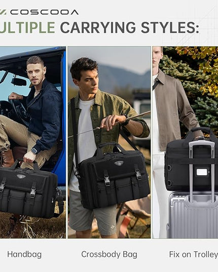 Large Tactical Laptop Bag for Men, Military 17.3 Inch Computer Bag Briefcase with Passport Wallet, Carry on Messenger Bag