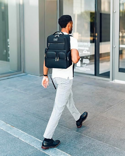 Laptop Business Backpack for Men & Women, Work Backpack Fits 15.6 Inch, Premium Quality Travel Bag with USB Charging Port, Water-Resistant, Durable Ballistic Nylon, Bookbag with Multiple Pockets