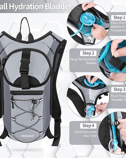 Hydration Backpack with Leak Proof Water Bladder, Lightweight Hydro Water Daypack for Rave, Cycling, Running, Hiking, Climbing