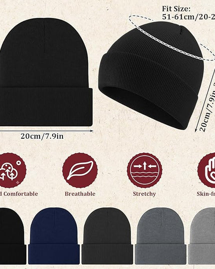 Chicingyou 120 Pcs Bulk Men Knitted Hats with Fleece Lining for Charity Homeless Donations, Unisex Beanies Winter Warm Hats