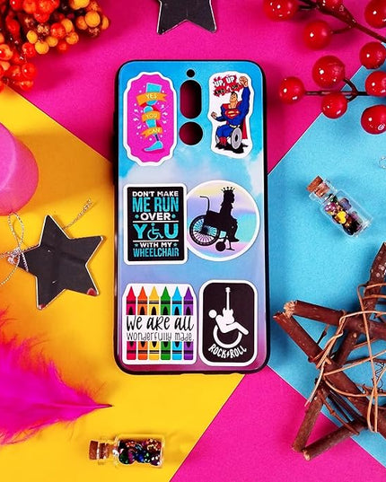 BulbaCraft Disability Stickers for Water Bottle and Laptop - Disability Pride Party Supplies & Decorations, Waterproof Vinyl Support Decals, Gifts for Women & Men