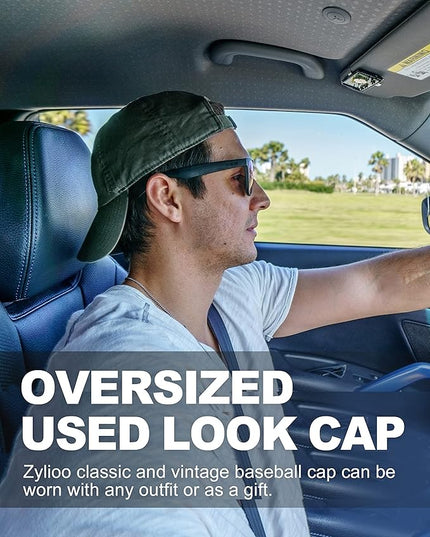 XXL Oversize Washed Denim Baseball Cap,Low Profile Jean Sports Cap for Big Heads 23.5"-25.5",Large Pigment Dyed Dad Hat