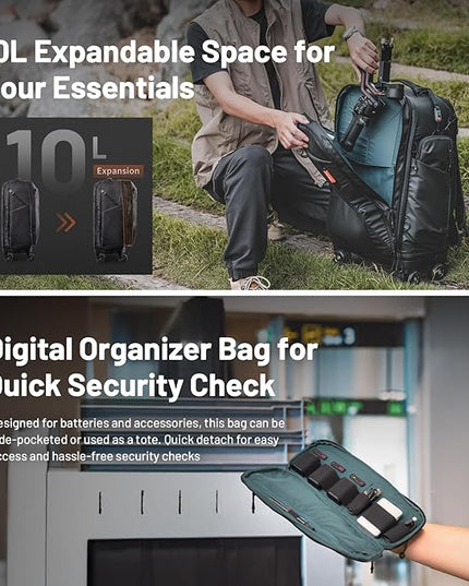 PGYTECH 2-in-1 Roller Camera Backpack, DSLR/SLR/Mirrorless Bag for Travel Photographers, Rolling Luggage with Tripod & Removable Modular & Rain Cover, Compatible with Canon, Nikon, Sony