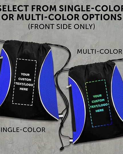 DISCOUNT PROMOS Custom Non-Woven Drawstring Backpacks Set of 10/50/100, Personalized Bulk Pack