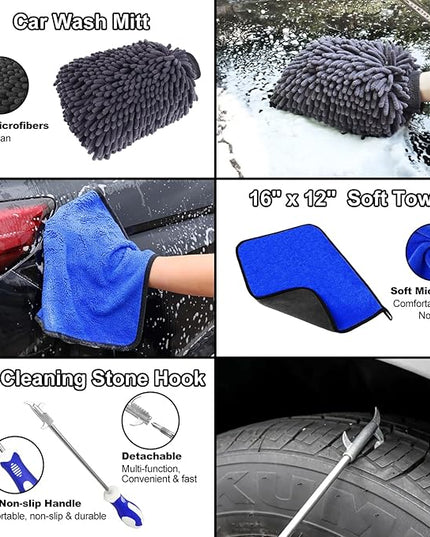 12Pcs Wheel Brush Kit for Cleaning Wheel and Tire, Wheel and Rim Brush, Car Detailing Brushes, Tire Brush, Bendable & Durable Car Wheel Rim Cleaner Brush Set,Car Detailing Cleaning Brush Supplies Kit