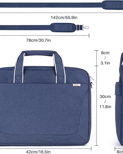 15.6 16 Inch Laptop Shoulder Bag for Men Women,Waterproof Computer Carrying Case Messenger Bag with Strap,Laptop Briefcase for 14-15-16 Inch MacBook/Chromebook/Notebook Hp Dell Acer Asus,Blue
