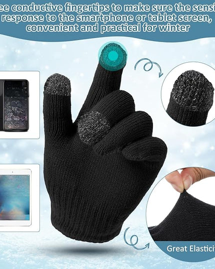 SATINIOR 56 Pcs Bulk Winter Hats and Gloves Set for Homeless Beanies Touchscreen Gloves Knit Cuffed Skull Caps for Men Women
