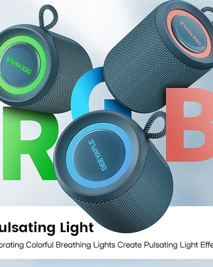 Bluetooth Speaker Wireless,IP67 Waterproof & Dustproof Portable Speaker with Lights,15W Loud Stereo Sound, 2500mAh Battery All Day Playtime, TWS Pairing, BT5.3, Home/Party/Outdoor/Beach (Blue)