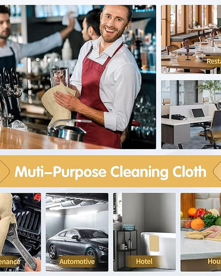 FIXSMITH Beige Microfiber Cleaning Cloth -Pack of 8, Highly Absorbent Cleaning Rags, 16"X12" All Purpose Cleaning Towels for Housekeeping, Kitchen, Car, Lint Free and Reusable Microfiber Towels