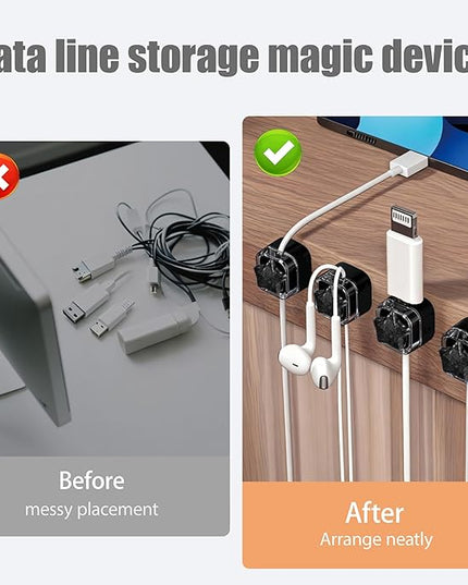 3Pack Magnetic Cable Clips for Nightstand, Adhesive Night-Glowing Cord Holder Organizer for Office Home Desk Wall Car (Black,Star)